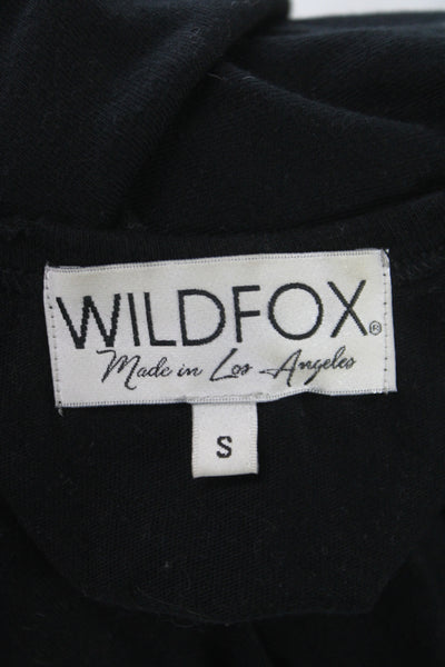 Wildfox Womens Black Jersey Tee Scoop Neck Short Sleeve Cotton Graphic Size S