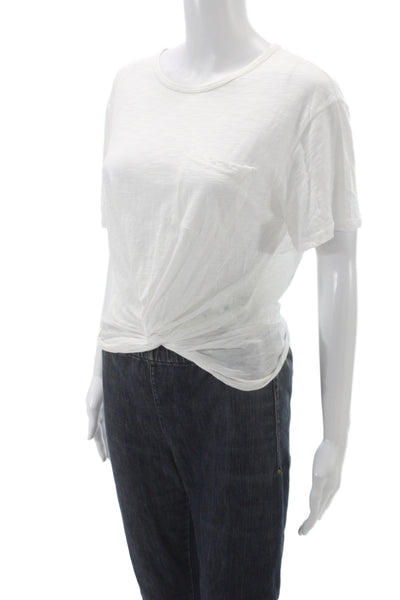 Olivaceous Women Basic White Short Sleeve T-Shirt Crew Neck 60% Cotton Size L