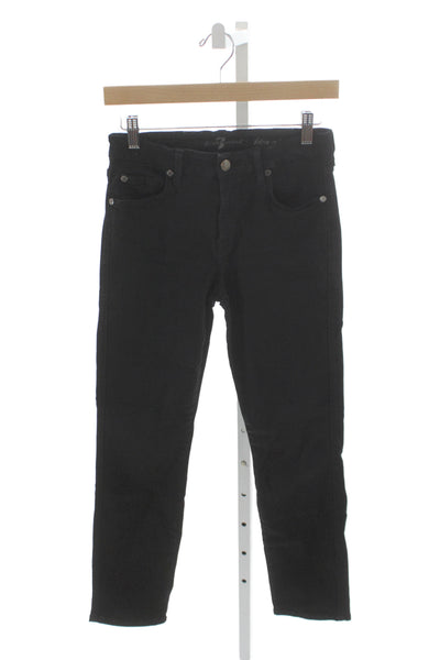 7 For All Mankind Women Cropped Black Mid Rise Cotton Jeans Size 26