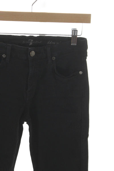 7 For All Mankind Women Cropped Black Mid Rise Cotton Jeans Size 26