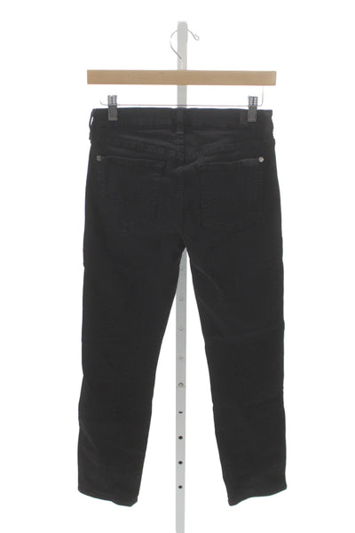 7 For All Mankind Women Cropped Black Mid Rise Cotton Jeans Size 26