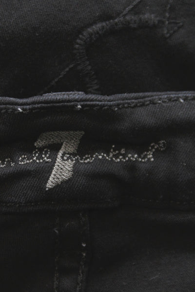 7 For All Mankind Women Cropped Black Mid Rise Cotton Jeans Size 26