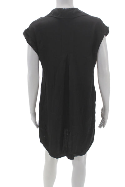 Bella Dahl Women Shirt Dress Black Collared Short Sleeve Mini Size XS