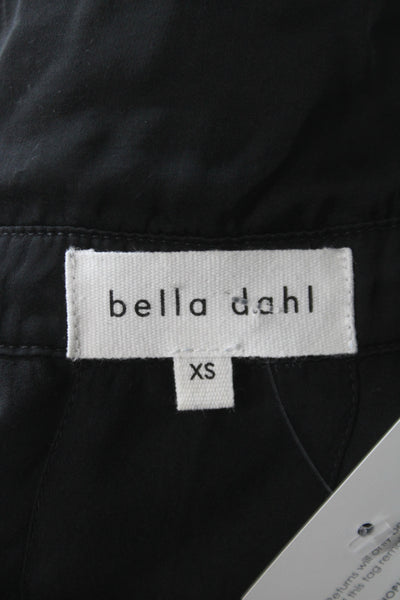 Bella Dahl Women Shirt Dress Black Collared Short Sleeve Mini Size XS