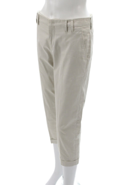 Prada Womens Beige Capri Pants Cotton Casual Size 38