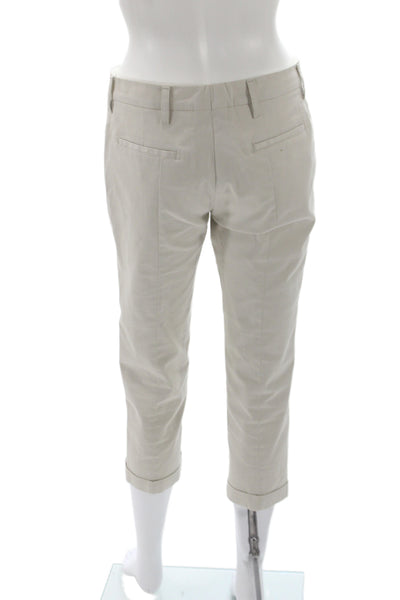 Prada Womens Beige Capri Pants Cotton Casual Size 38