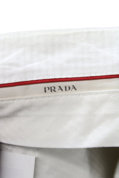 Prada Womens Beige Capri Pants Cotton Casual Size 38