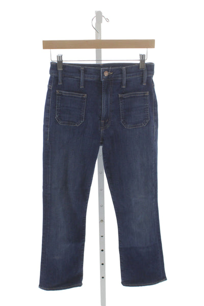 Mother Women Cropped High Rise Jeans Blue Cotton Size 26