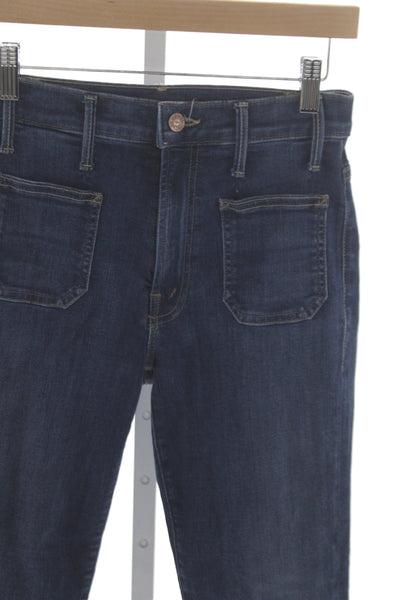 Mother Women Cropped High Rise Jeans Blue Cotton Size 26