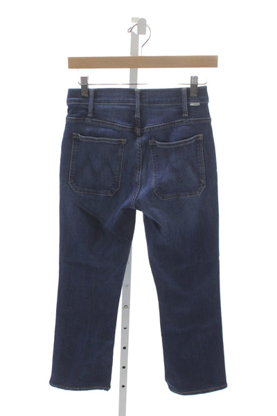 Mother Women Cropped High Rise Jeans Blue Cotton Size 26