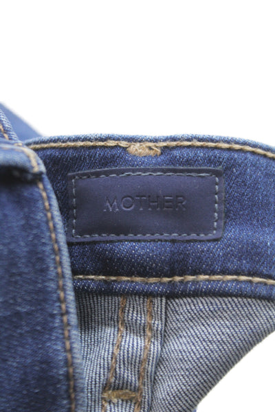 Mother Women Cropped High Rise Jeans Blue Cotton Size 26