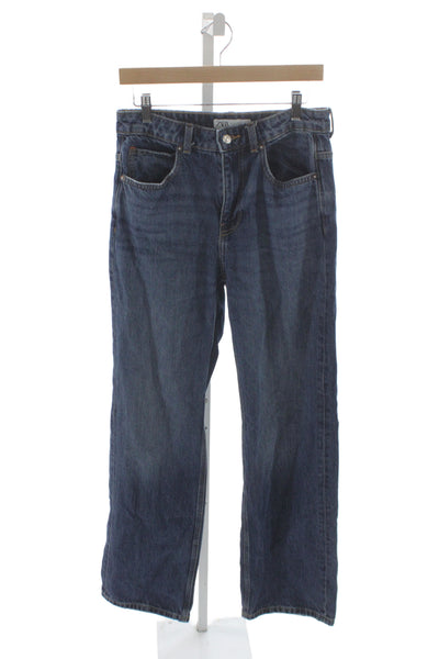 Zara Women Straight Blue Jeans Mid Rise 33 Inseam 100% Cotton Size 8