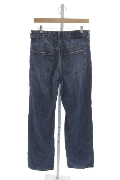 Zara Women Straight Blue Jeans Mid Rise 33 Inseam 100% Cotton Size 8