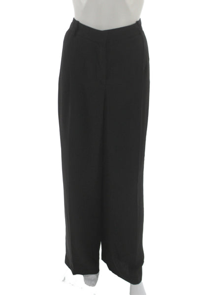 Zara Womens Dress Pants Black Viscose Button Closure Classic Size M
