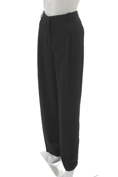 Zara Womens Dress Pants Black Viscose Button Closure Classic Size M