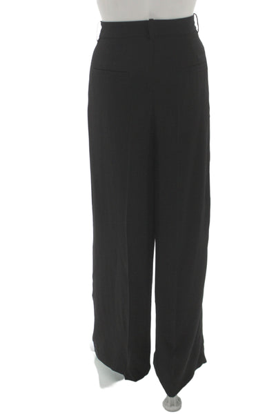 Zara Womens Dress Pants Black Viscose Button Closure Classic Size M