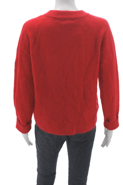Zara Womens Cardigan Red Long Sleeve Round Neck Classic Size M
