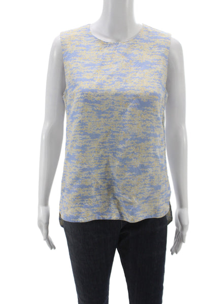 COS Women Basic Floral Sleeveless Tank Blue Round Neck Size 8