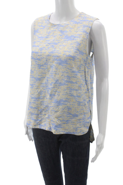 COS Women Basic Floral Sleeveless Tank Blue Round Neck Size 8