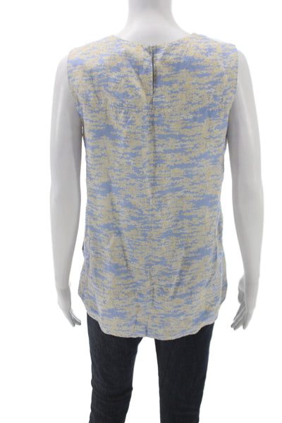 COS Women Basic Floral Sleeveless Tank Blue Round Neck Size 8