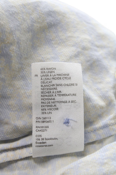 COS Women Basic Floral Sleeveless Tank Blue Round Neck Size 8