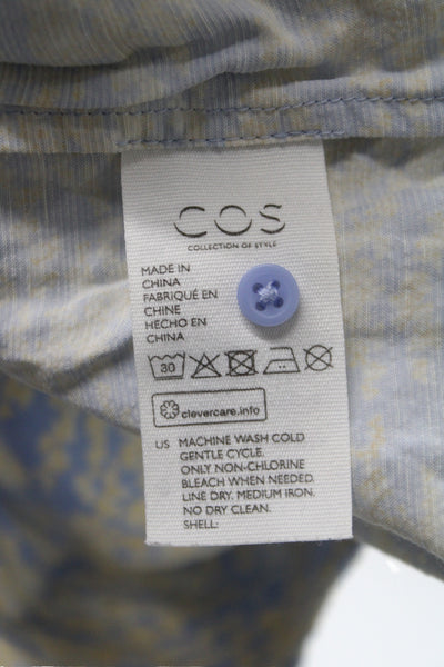 COS Women Basic Floral Sleeveless Tank Blue Round Neck Size 8