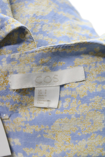 COS Women Basic Floral Sleeveless Tank Blue Round Neck Size 8