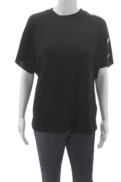 Zara Womens Basic Black T-Shirt Short Sleeve Crew Neck Size M