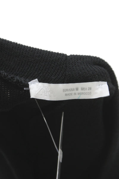 Zara Womens Basic Black T-Shirt Short Sleeve Crew Neck Size M