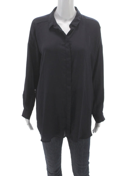 COS Women Basic Collared Long Sleeve Button-Up Black Size 38