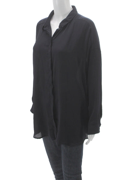 COS Women Basic Collared Long Sleeve Button-Up Black Size 38