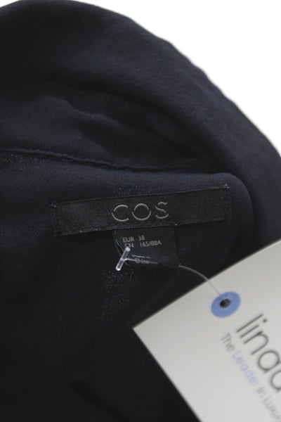 COS Women Basic Collared Long Sleeve Button-Up Black Size 38
