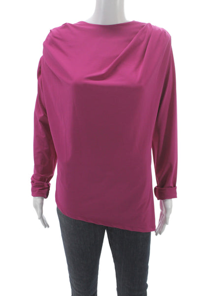 Zara Womens Pink Jersey Cowl Neck Long Sleeve Blouse Size L