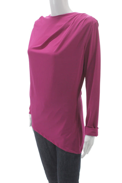Zara Womens Pink Jersey Cowl Neck Long Sleeve Blouse Size L