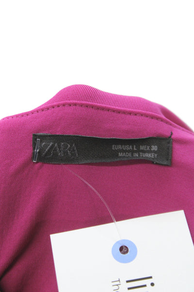 Zara Womens Pink Jersey Cowl Neck Long Sleeve Blouse Size L