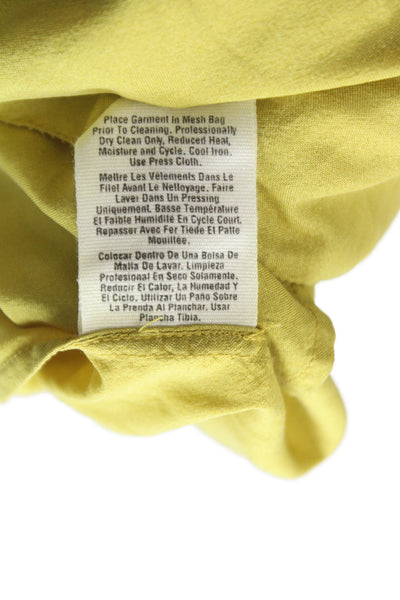 DKNY Womens Basic Silk Square Neck Long Sleeve Blouse Yellow Bohemian Size L