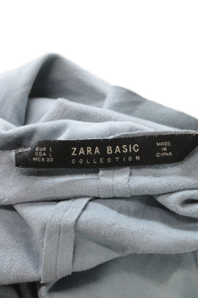 Zara Basic Collection Women Blue Faux Suede Basic Jacket Size L