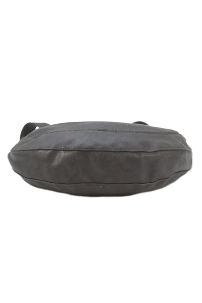 Anthropologie Womens Leather Adjustable Crescent Bag Gray