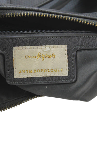 Anthropologie Womens Leather Adjustable Crescent Bag Gray