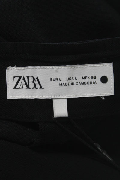 Zara Women Tunic Blouse Black V-Neck Long Sleeve Pullover Viscose Size L