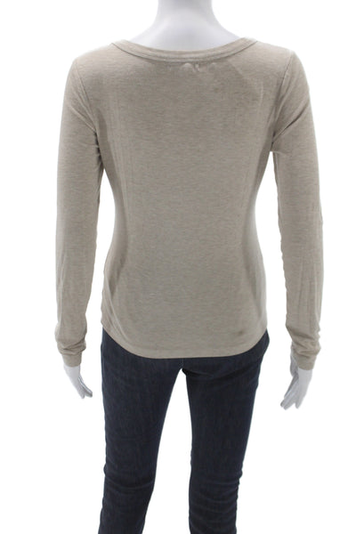 Z Supply Women Beige Basic Scoop Neck Long Sleeve T-Shirt Size S
