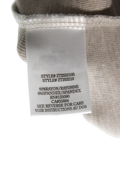 Z Supply Women Beige Basic Scoop Neck Long Sleeve T-Shirt Size S