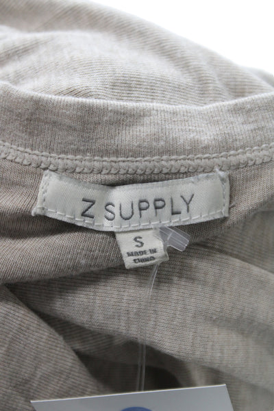 Z Supply Women Beige Basic Scoop Neck Long Sleeve T-Shirt Size S