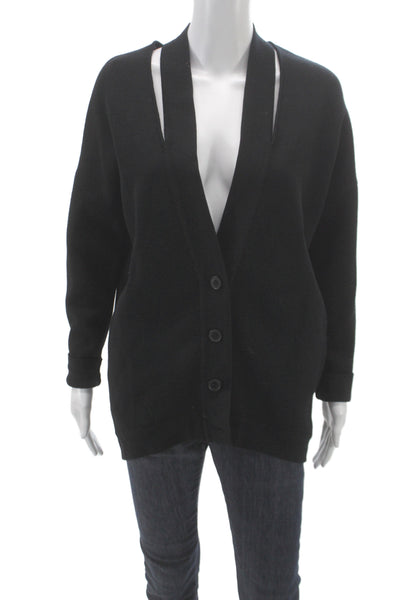 & Other Stories Womens V Neck 100% Wool Cardigan Black Long Sleeve Size XS