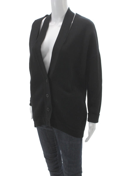 & Other Stories Womens V Neck 100% Wool Cardigan Black Long Sleeve Size XS