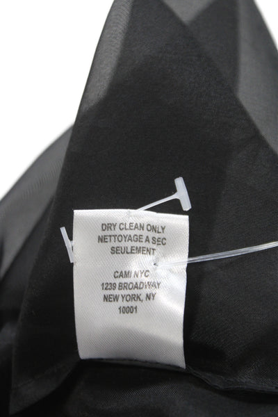 Cami NYC Women Black Silk Collared Button Long Sleeve Blouse Basic Size S