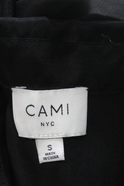 Cami NYC Women Black Silk Collared Button Long Sleeve Blouse Basic Size S