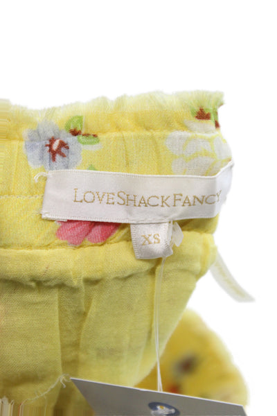 Love Shack Fancy Womens Yellow Floral Cotton Mini Skirt Size XS