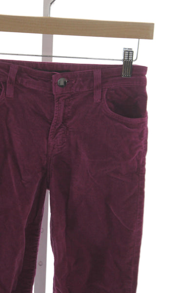 J Brand Women Ankle Pants Purple Button 54% Cotton Size 25
