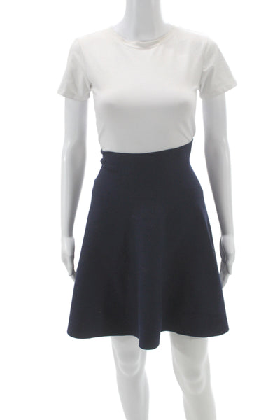 Demylee Women A-Line Wool Blue Skirt Short Zip Solid Fall Size XS